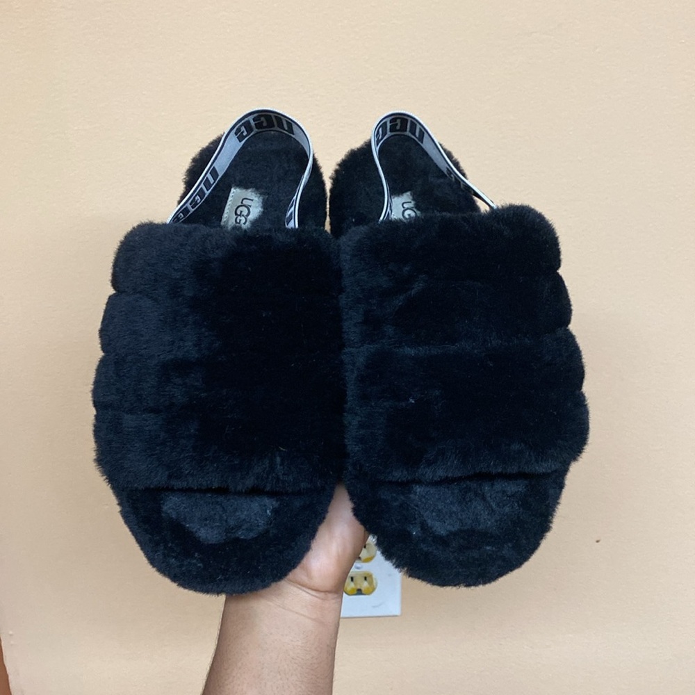 UGG Fluff Yeah Sandals “Black White” - Picture 12 of 16